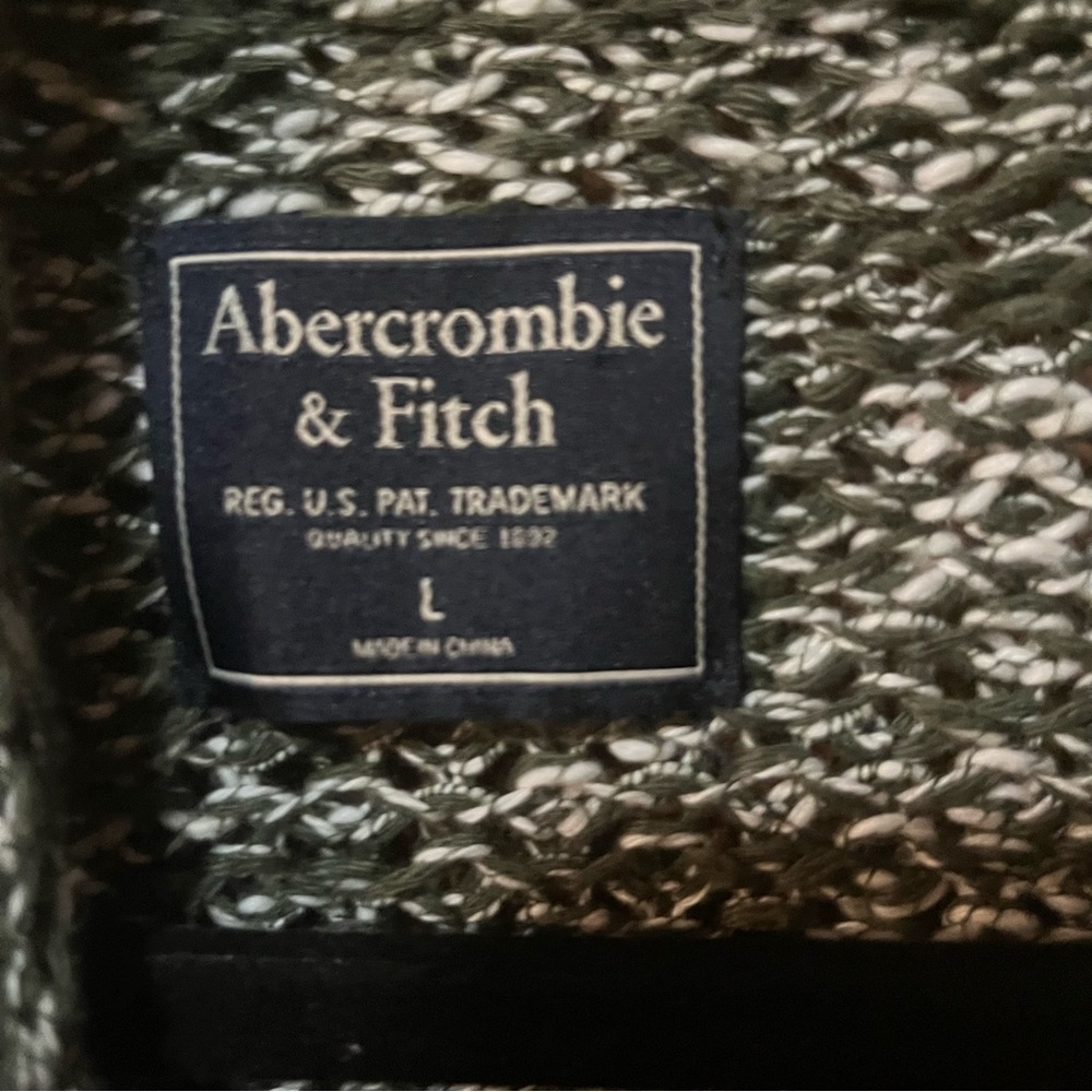Abercrombie & Fitch Green and white open front Knit Cardigan- Large - Picture 2 of 5